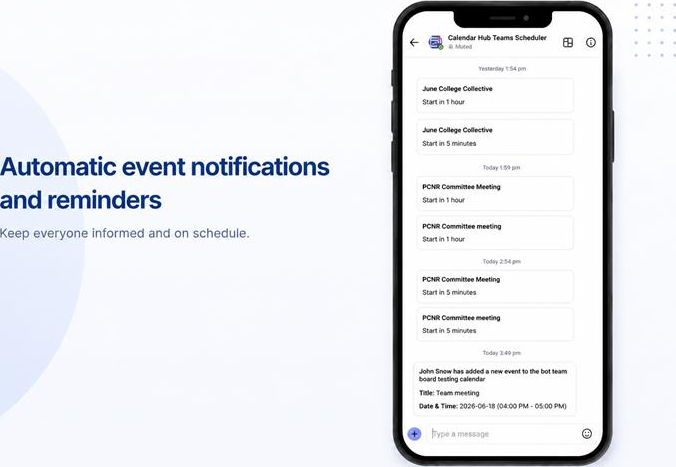 Automatic event notifications and reminders keep everyone informed and on schedule