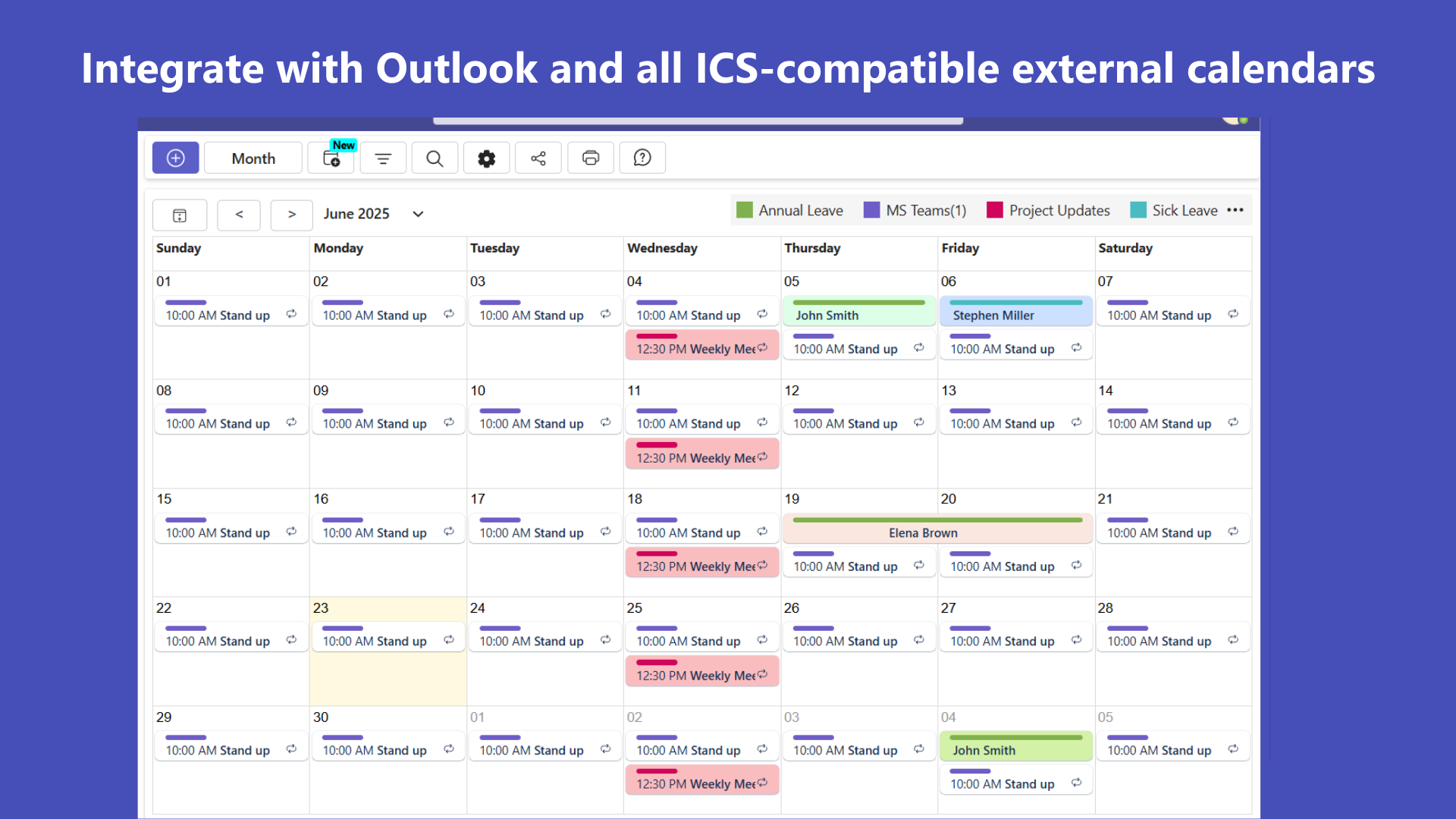 Vacation planning in Calendar Hub Team Scheduler